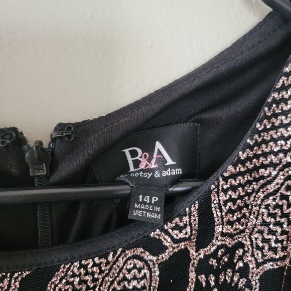 Betsy & Adam Black and Silver Floral Maxi Dress - Picture 7 of 12